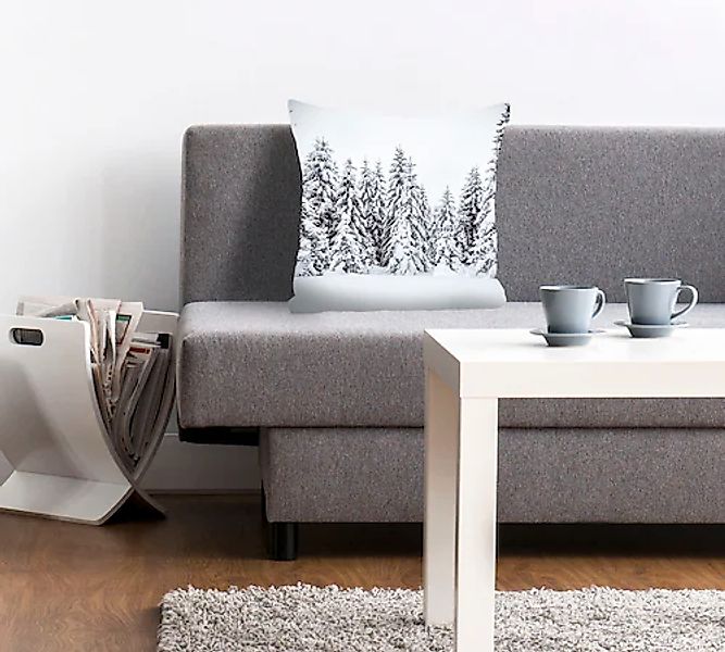 queence Dekokissen »Wood«, Kissenhülle,Wald,Tannen,Winterlich,Weihnachten,N günstig online kaufen