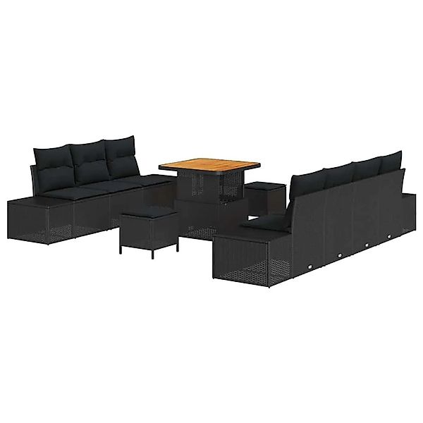 vidaXL Gartensofa-set mit Kissen 10-Tlg Schwarz Poly-Rattan 3364694 günstig online kaufen