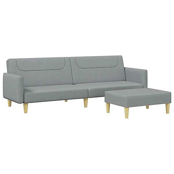 vidaXL Schlafsofa 2-Sitzer mit Fußhocker Hellgrau Stoff 3216243 günstig online kaufen