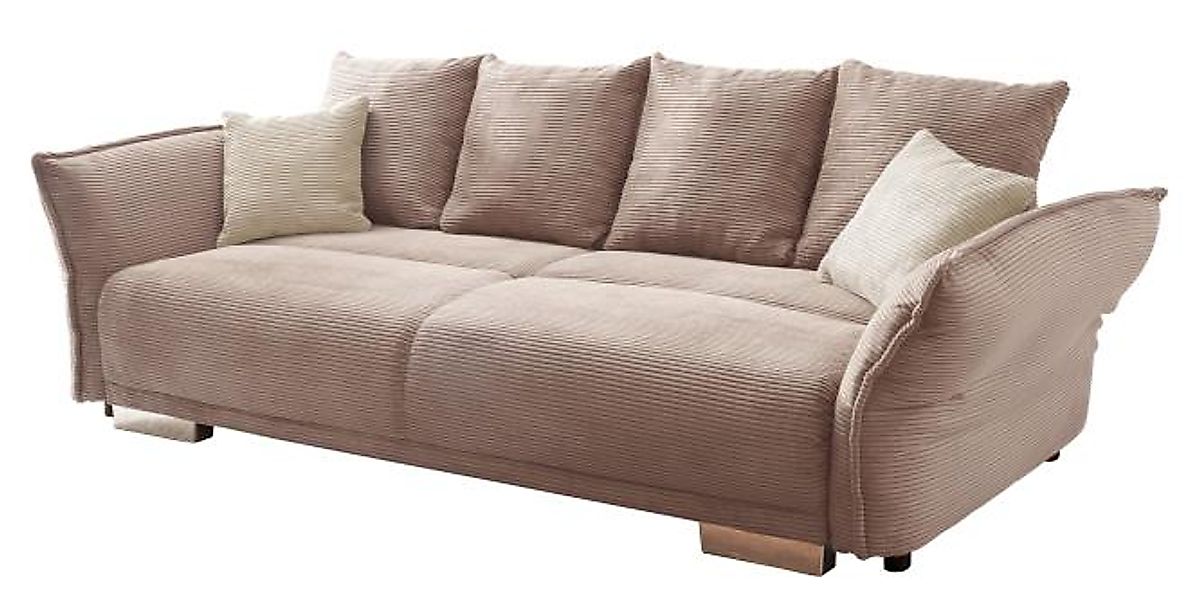 Big Sofa 168x199 cm inkl. Liegefunktion Cord Grau/ Braun günstig online kaufen