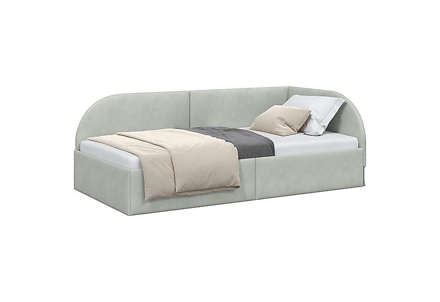 vidaXL Bett Eckbettgestell mit Kopfteil Hellgrau 90 cm x 190 cm Samt (1-tlg günstig online kaufen