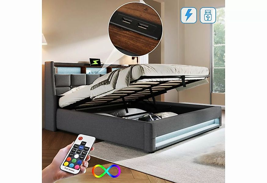 WISHDOR Polsterbett Bett (LED Doppelbett Jugendbett mit Lattenrost und usb) günstig online kaufen