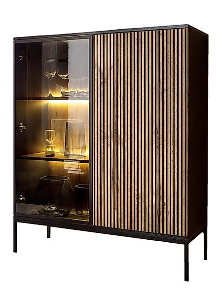 Compleo Vitrine LINO mit gerifflete Front, günstig online kaufen