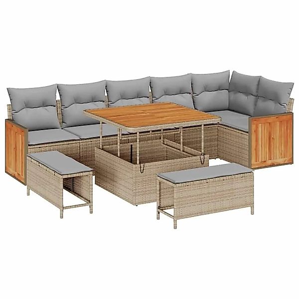 vidaXL Gartensofa-Set mit Kissen 11 Stk Beige und Hellgrau Poly-Rattan 3365 günstig online kaufen
