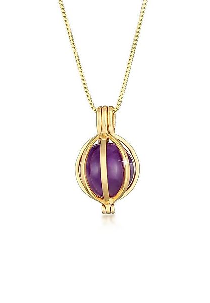 Elli Premium Kette mit Anhänger Amethyst Kugel Energie Anhänger 925 Silber, günstig online kaufen