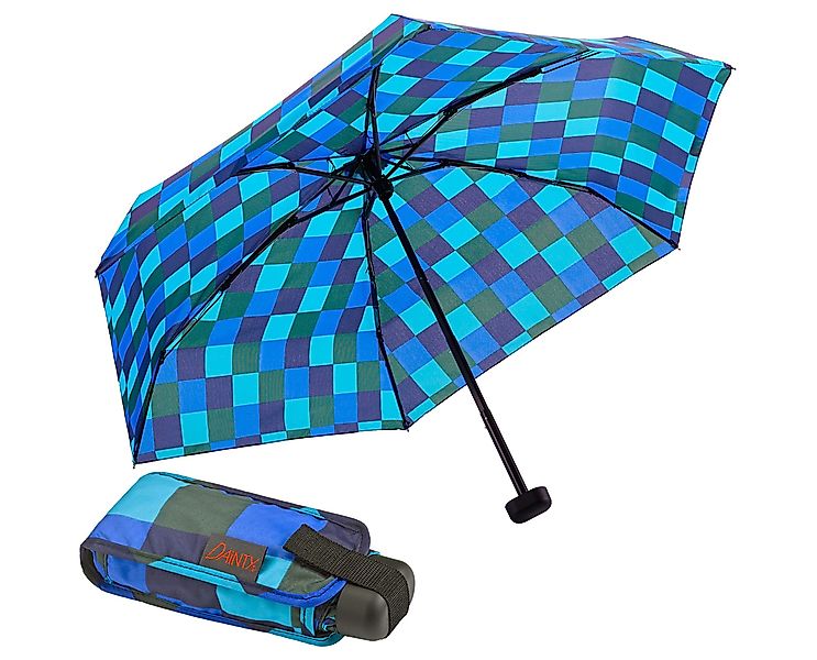 EuroSCHIRM® Taschenregenschirm Dainty, Karo blau grün, günstig online kaufen