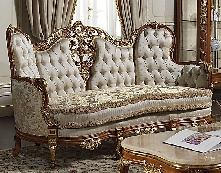 Casa Padrino Sofa Luxus Barock Sofa Creme / Silber / Braun / Gold - Edles h günstig online kaufen