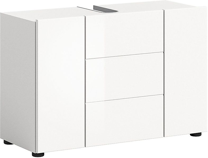 welltime Waschbeckenunterschrank "BIEL, TOPSELLER, Breite 82 cm, 3 Türen, 2 günstig online kaufen