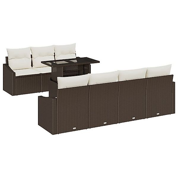 vidaXL Loungesofa 8-tlg. Garten-Sofagarnitur mit Kissen Braun Poly Rattan, günstig online kaufen