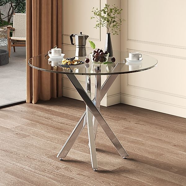 Flieks Esstisch Glastisch 80x75 cm (galvanisierte günstig online kaufen