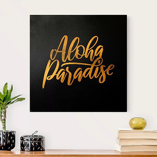 Leinwandbild Gold Gold - Aloha Paradise auf Schwarz günstig online kaufen