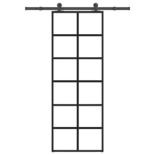 vidaXL Schiebetür mit Beschlag 76x205 cm ESG-Glas & Aluminium 3332839 günstig online kaufen