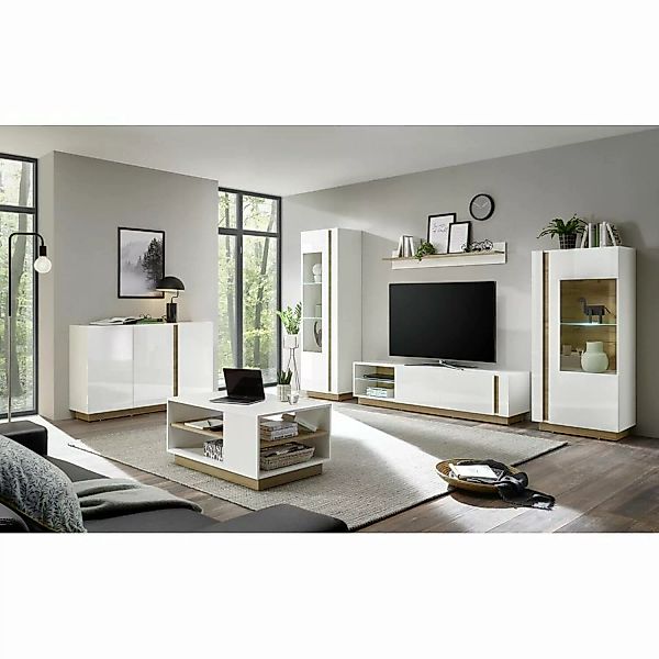 Wohnzimmer-Set mit Sideboard & Couchtisch CELLE-61 in weiß Glanz mit Grands günstig online kaufen