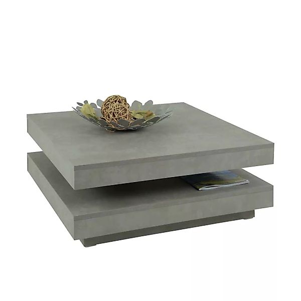 Wohnzimmer Couchtisch mit drehbarer Tischplatte Beton Grau günstig online kaufen