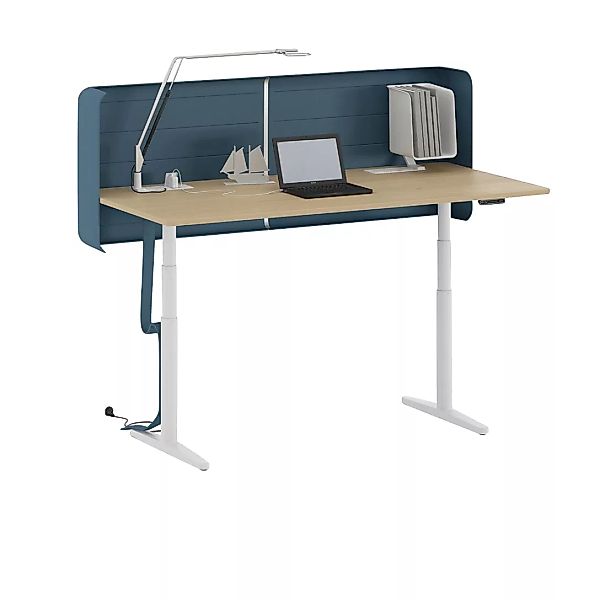 Vitra - Tyde höhenverstellbarer Schreibtisch 160x80cm - weiß/eiche/MDF/höhe günstig online kaufen