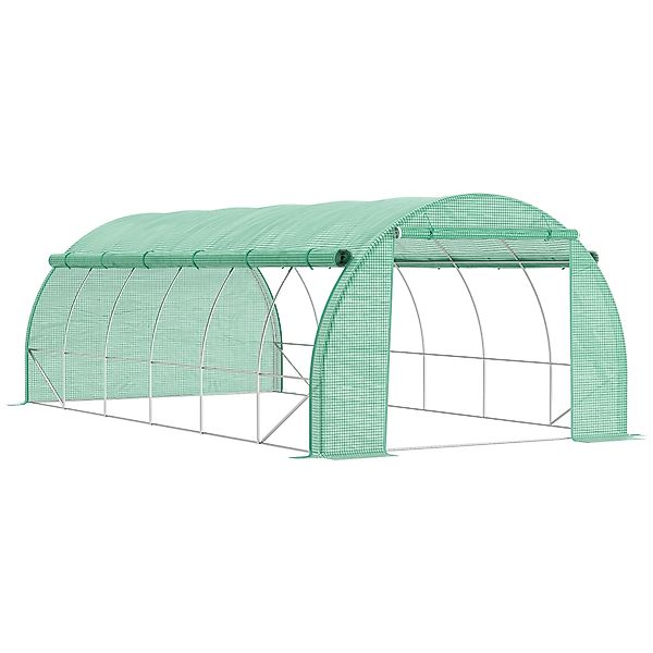 Outsunny Foliengewächshaus Polytunnel 6x3x2m mit UV-Schutz, begehbar, aufro günstig online kaufen