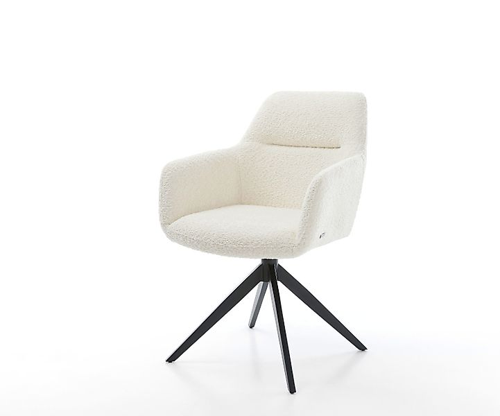 Drehstuhl Pejo-Flex Bouclé Weiß Kreuzgestell breit Schwarz 360° drehbar Wip günstig online kaufen