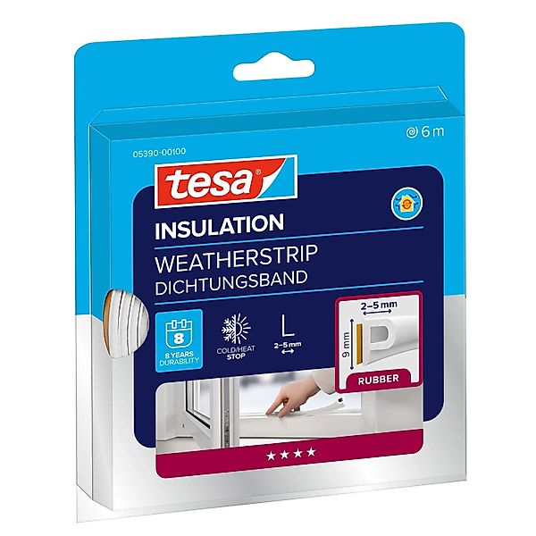 Tesamoll Fensterdichtung / Türdichtung P-Profile Gummidichtung Weiß 6 m günstig online kaufen