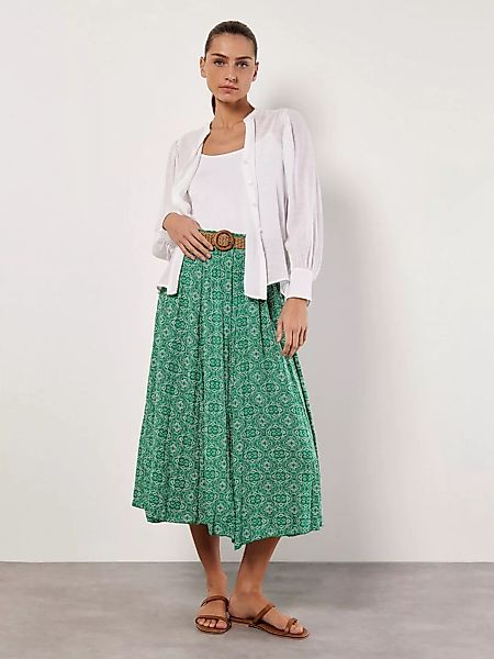 Apricot Midirock Mosaic Crinkle Belted Skirt, mit Flechtguertel günstig online kaufen
