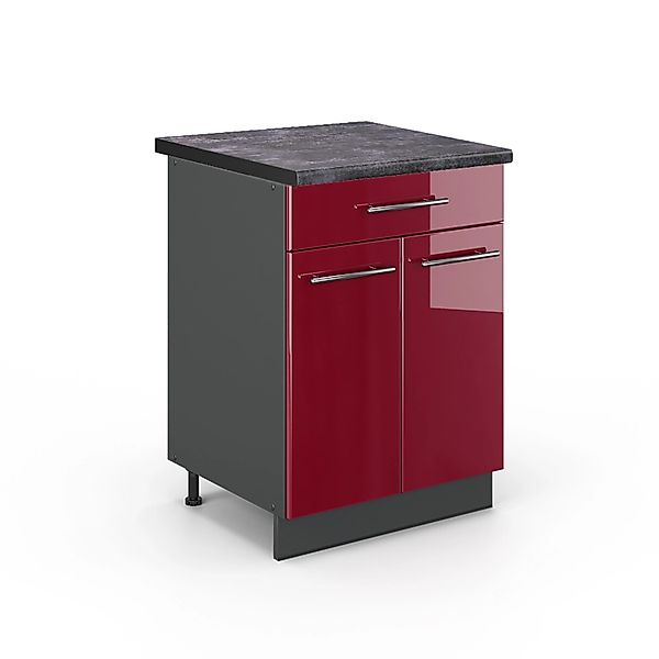 Vicco Unterschrank Fame-Line, Bordeaux Hochglanz/Anthrazit 60cm, ohne Arbei günstig online kaufen