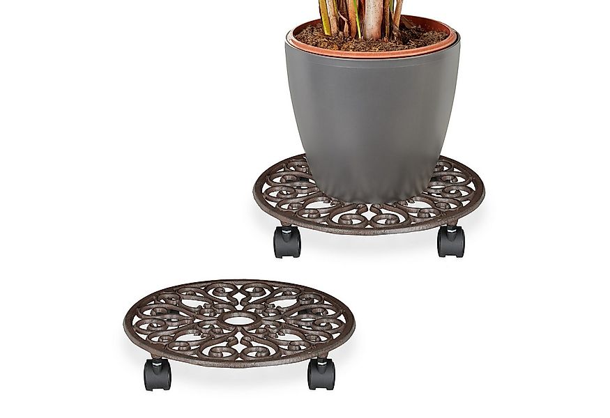 relaxdays Pflanzenroller 2er Set Gusseise, (2er Set), braun günstig online kaufen