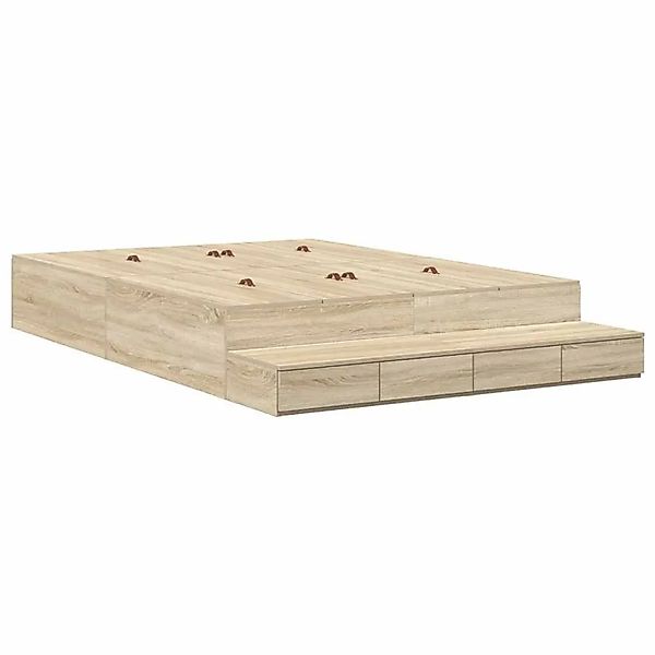 vidaXL Stauraumbett Sonoma-Eiche 135 cm Holzwerkstoff 3335703 günstig online kaufen