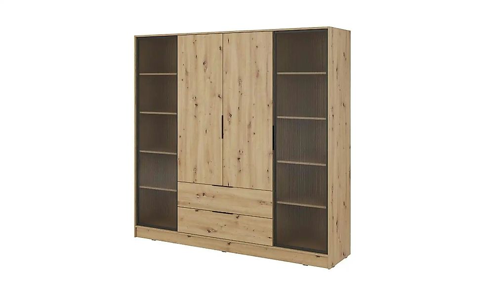 Drehtürenschrank mit 2 Schubladen Lyke ¦ braun ¦ Maße (cm): B: 206 H: 200 S günstig online kaufen