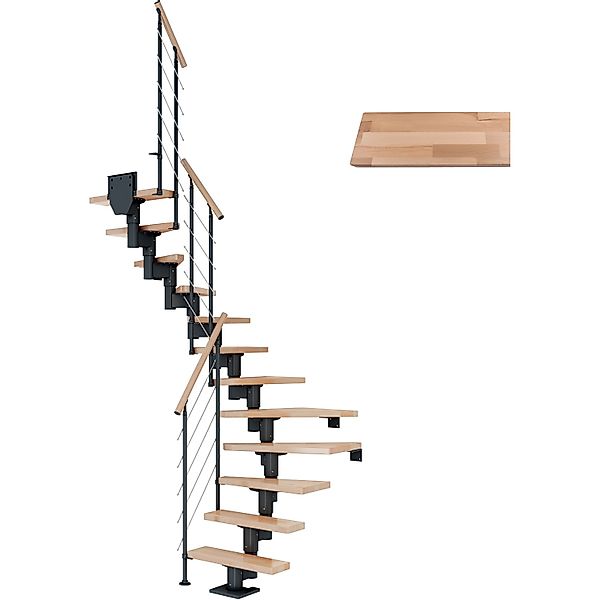 Dolle Mittelholmtreppe Dublin Buche Anthrazit GH bis 315 cm 1/2 Gewendelt 7 günstig online kaufen