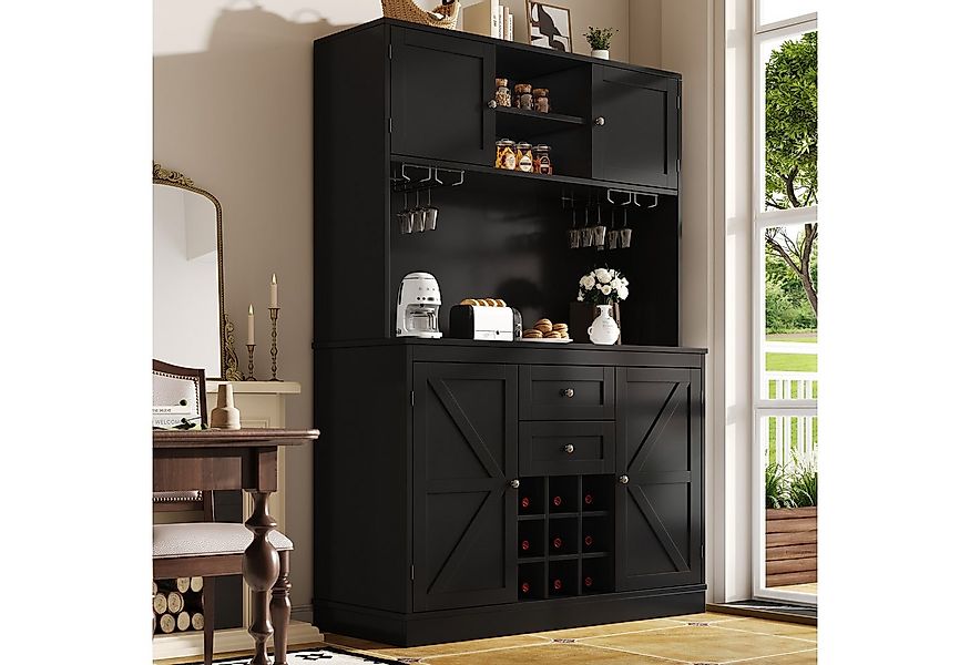 STILVORA Hochschrank küche/wohnzimmer,Küchenschrank Schwarz,Buffetschrank m günstig online kaufen