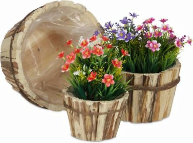 relaxdays Holz Blumentopf in 3 Größen natur günstig online kaufen
