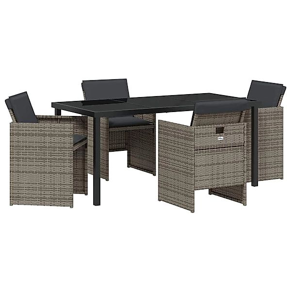 vidaXL Garten Essgruppe 5-Tlg Grau Poly Rattan 3380599 günstig online kaufen
