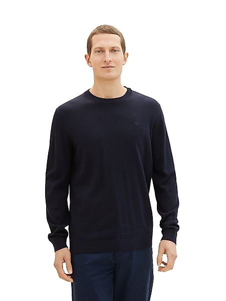 TOM TAILOR Rundhalspullover mit Logostickerei günstig online kaufen