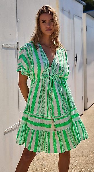 Charis Moda Tunikakleid Sommerkleid Bohemian Style V-Ausschnitt mit Kordels günstig online kaufen