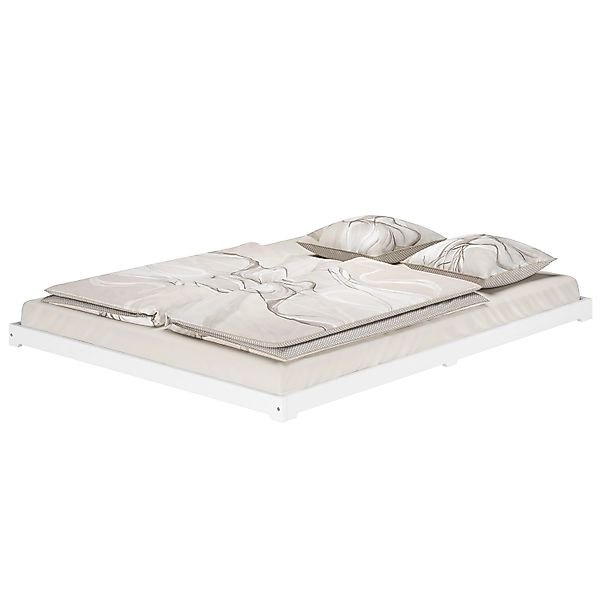 Erst-Holz Doppelbett Extra Flach 160 x 200 Massivholz Weiß Modell 47 ohne Z günstig online kaufen
