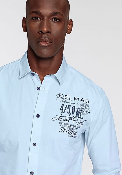 DELMAO Langarmhemd mit Print und Stickerei günstig online kaufen
