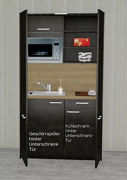 Schrankküche MANKAHIDE 14KGM Anthrazit(Höhe XXL) Küchenblock 120 cm mit Ele günstig online kaufen