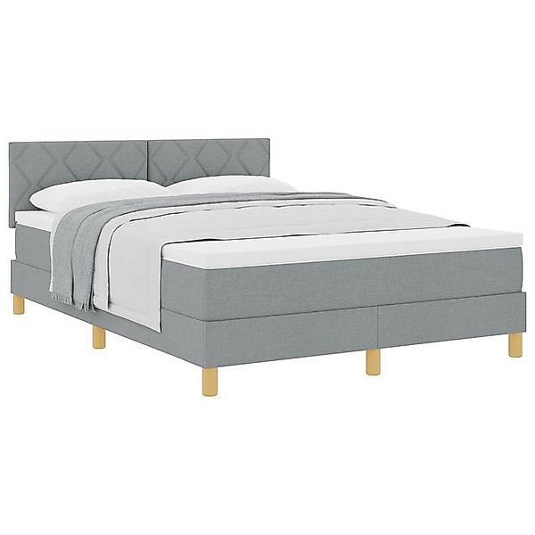 vidaXL Bett Boxspringbett mit Matratze Hellgrau 140x200 cm Stoff (1-tlg) günstig online kaufen