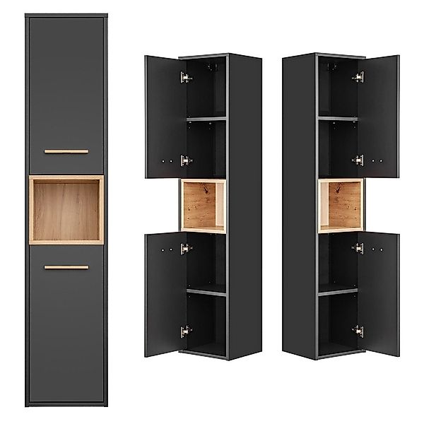 Lomadox Hochschrank BOLOGNA-56 Badezimmer in anthrazit günstig online kaufen