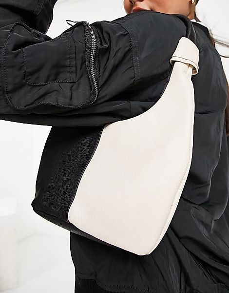 ASOS DESIGN – Schultertasche aus Leder im Farbblockdesign-Bunt günstig online kaufen