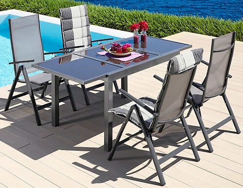 MERXX Garten-Essgruppe »Amalfi« mit 4 Stühlen und ausziehbarem Tisch (120 - günstig online kaufen