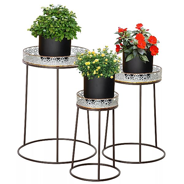 Outsunny Blumenständer 3er Set aus Metall  Pflanzenständer, stapelbare Blum günstig online kaufen