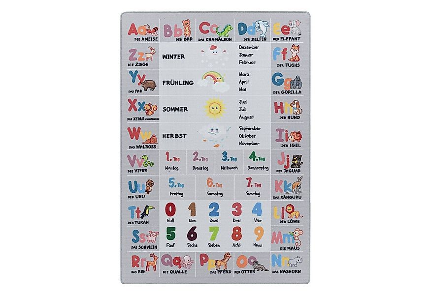 Teppium Teppich Alphabet - Buchstaben - Zahlen - Tiere, Rechteckig, Höhe: 7 günstig online kaufen