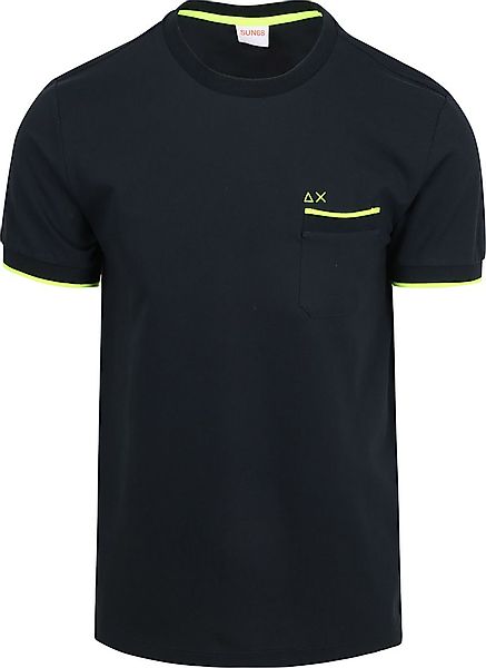 Sun68 Piqué T-Shirt Fluo Stripe Navy - Größe M günstig online kaufen