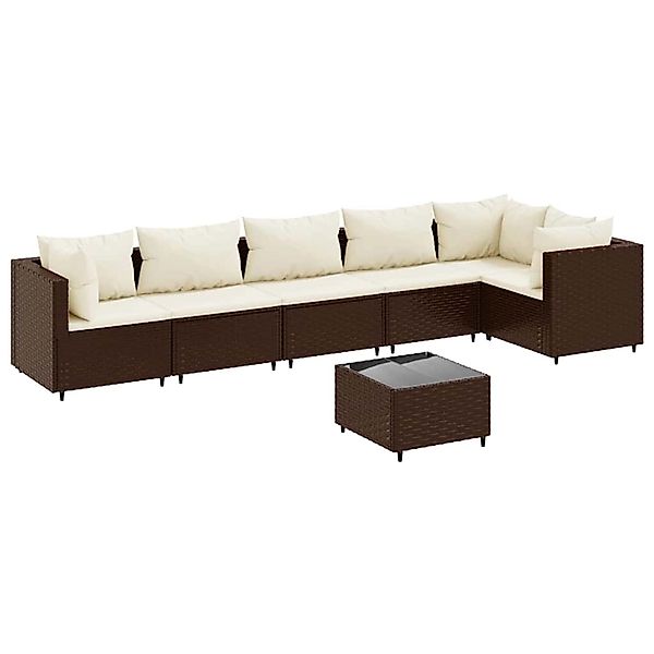 vidaXL 7-Tlg Garten-Lounge-Set mit Kissen Braun Poly Rattan 3308113 günstig online kaufen