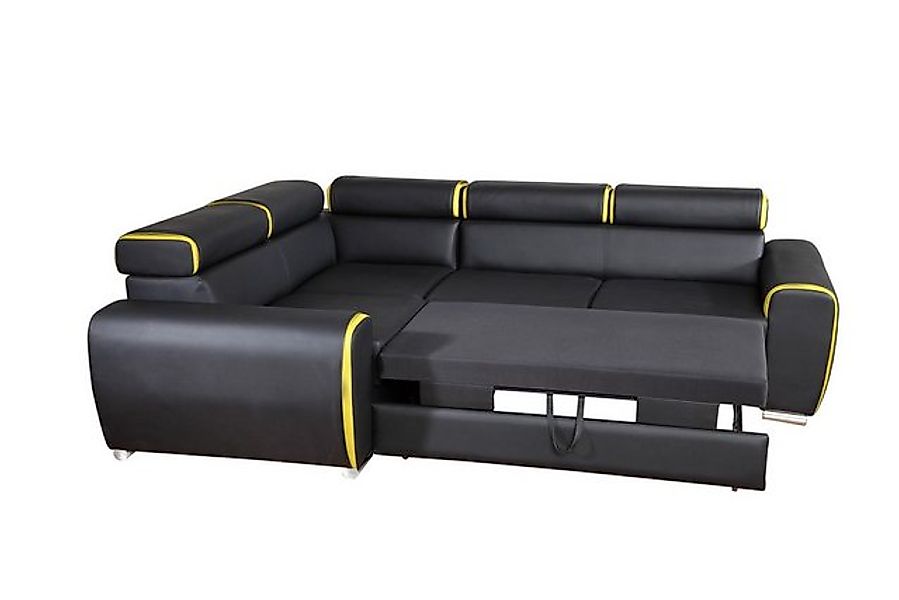 Xlmoebel Ecksofa Sofa mit Schlaffunktion in L-Form aus Leder und Stoffbezug günstig online kaufen