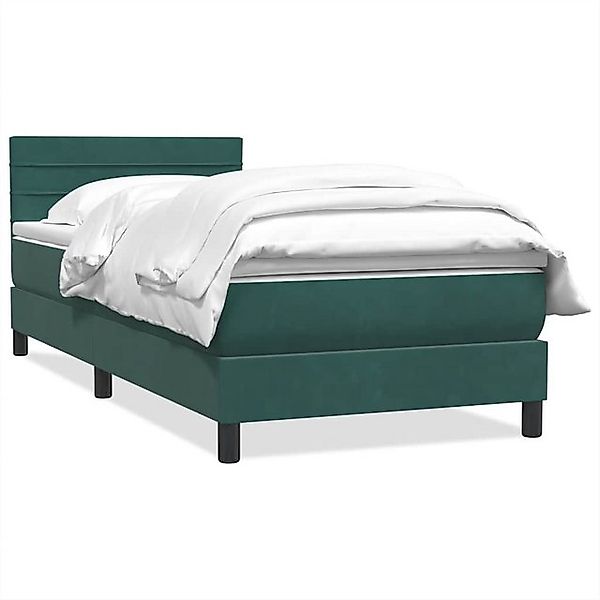 vidaXL Boxspringbett, Boxspringbett mit Matratze Dunkelgrün 100x210 cm Samt günstig online kaufen