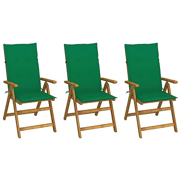 vidaXL Klappbare Gartenstühle 3 Stk mit Auflagen Massivholz Akazie 3064094 günstig online kaufen