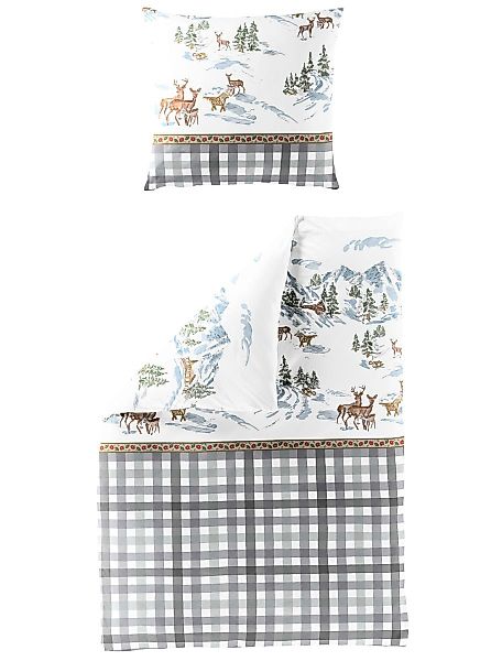BIERBAUM Bettwäsche 135x200cm Winter Rehe Hirsch günstig online kaufen
