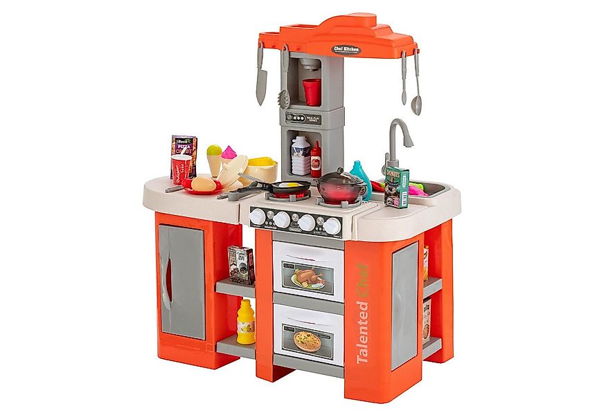 KOMFOTTEU Spielküche, Kinderküche mit 67 Zubehör, Sound und Licht günstig online kaufen