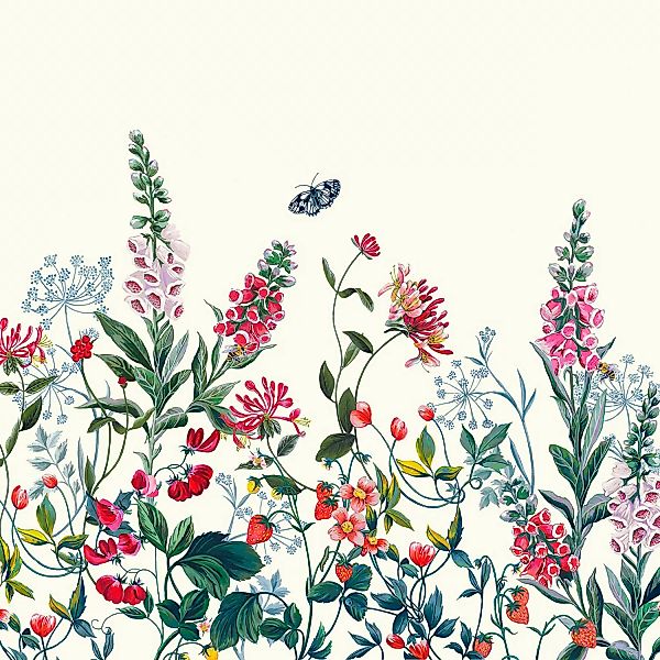 Joules Fototapete Permaculture Garden Crème 300 cm x 280 cm Rosa-Grün FSC® günstig online kaufen